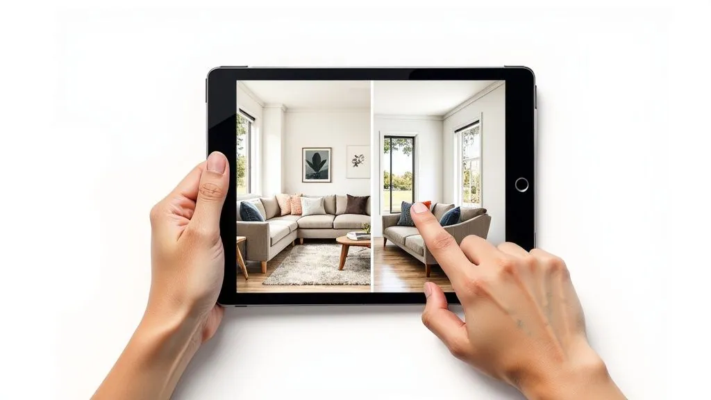Screenshot of a room being redesigned using Roomagine AI, showcasing the user-friendly interface.