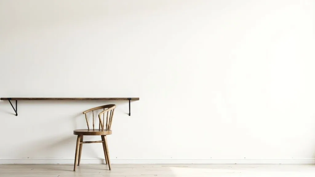 A modern dining room with blue walls and white chair rails